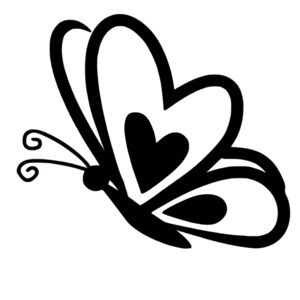 Heart‎ Butterfly Permanent Vinyl Decal 4”